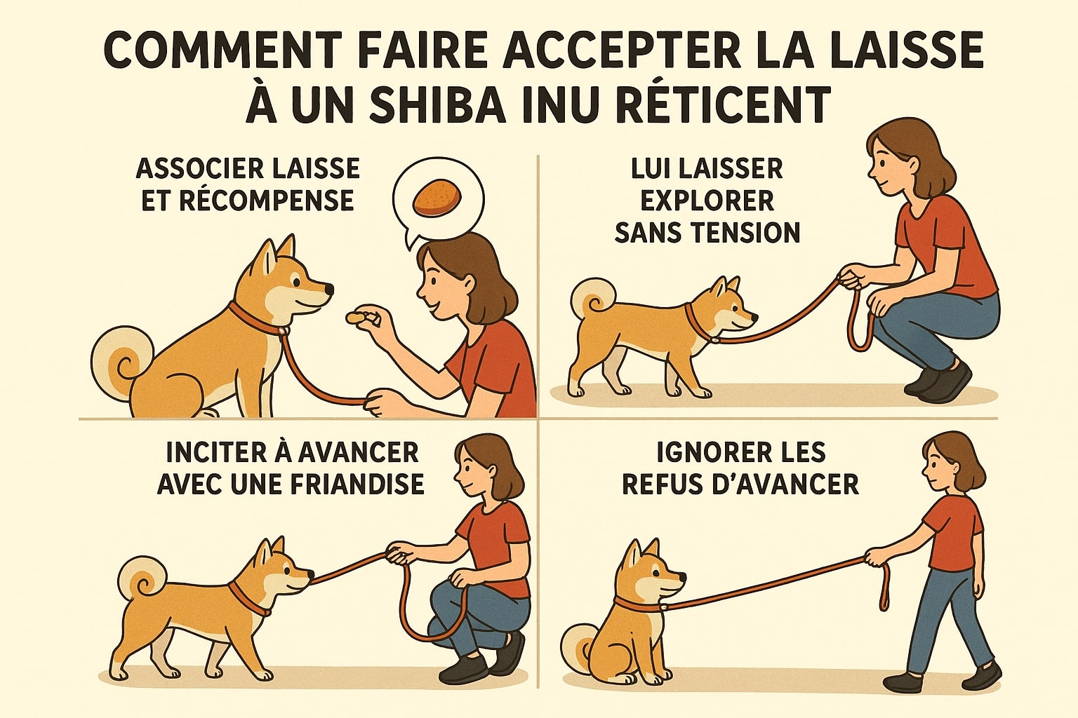 accepter la laisse shiba inu femme